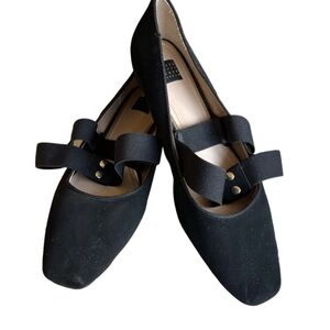 White House Black Market GRACEN Black Ballet Flats Square Toe S-5.5 Maryjane's